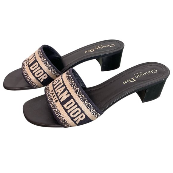 CHRISTIAN DIOR Dway Block Heel Slide Sandals Mules \\ 39 - Picture 3 of 10